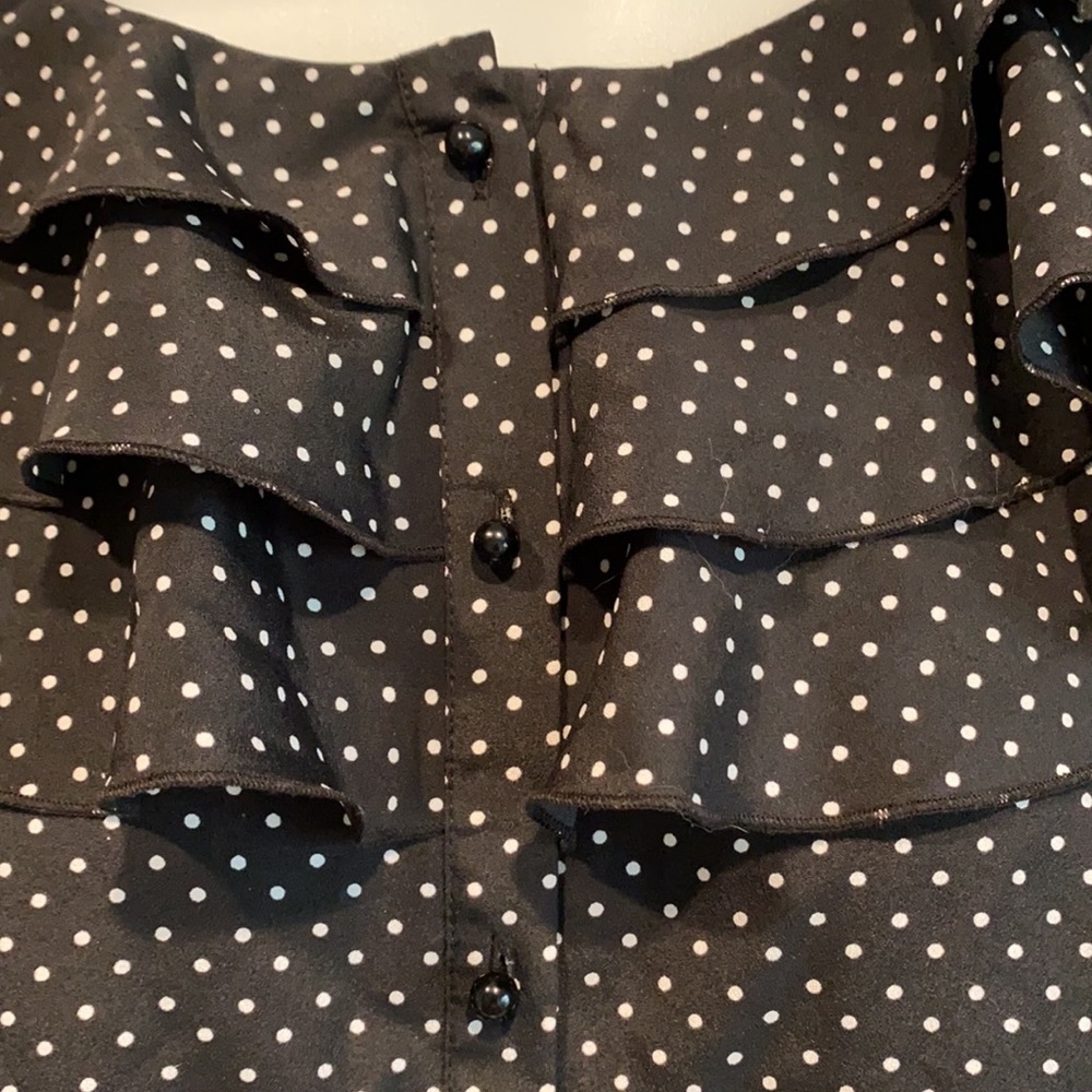 Ann Taylor black & white polka dots blouse - Picture 2 of 9